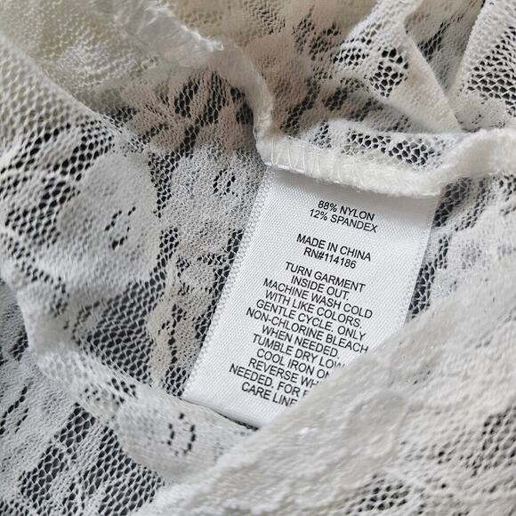 Sugar Moon Y2K Lace Blouse Women Size XL White Roses Sheer Fairy Romantic Retro - Picture 9 of 9